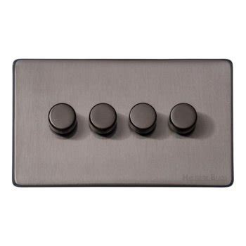 Heritage Brass Vintage Satin Black Nickel 4 Gang 400W Dimmer With Satin