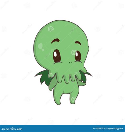 Cute Little Cthulhu Illustration Stock Vector - Illustration of drawn ...