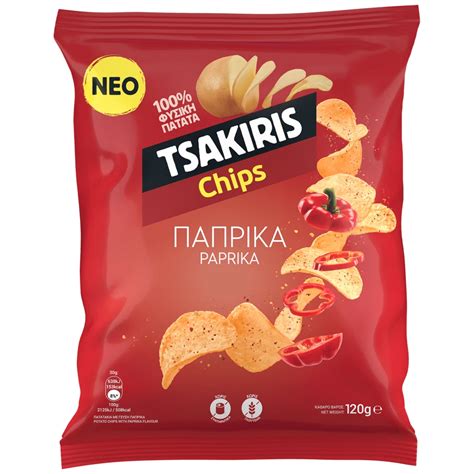 TSAKIRIS CHIPS PAPRIKA 120GR - Kouvas Market