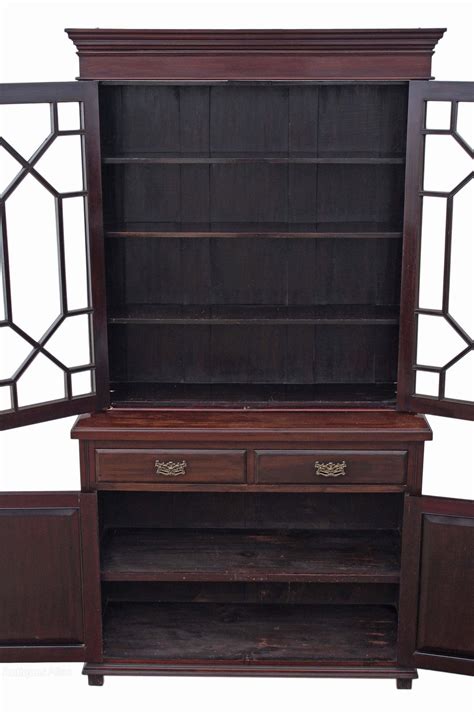 Victorian Mahogany Glazed Bookcase Display Cabinet As A