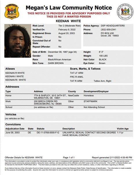 Homeless Sex Offender Notification Delaware State Police State Of Delaware