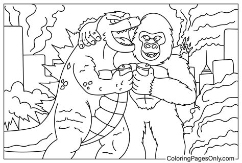 Godzilla X Kong El Nuevo Imperio Para Colorear Dibujos Para Colorear