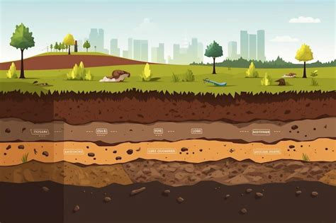 Infografia Da Camada Do Solo Horizonte Da Textura Da Terra Subsolo