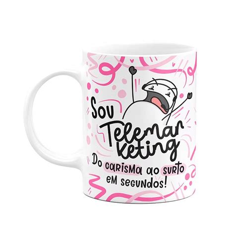 Caneca Flork Profiss Es Sou Telemarketing Bg Pink Fun Geek Store