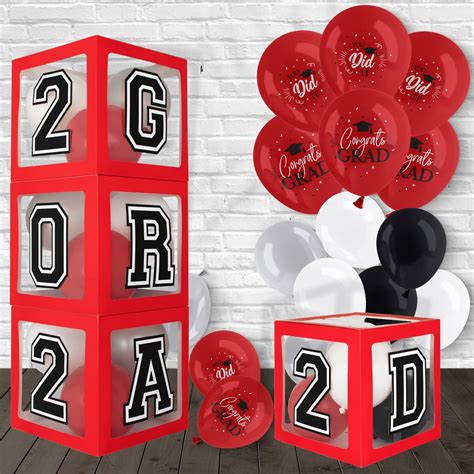 Buy DAZONGE Graduation Party Decorations 2023 Set Of 4 Red Balloon