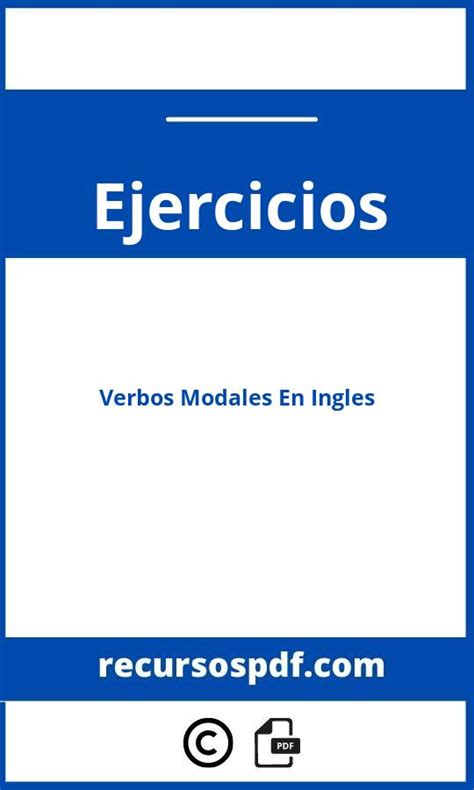 Ejercicios De Verbos Modales En Ingles Pdf