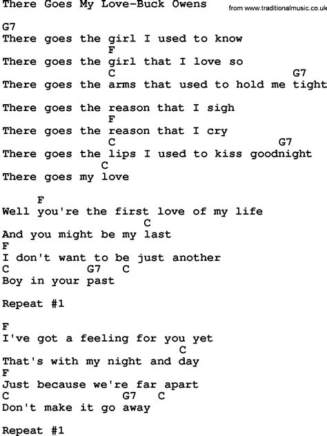 Country Music There Goes My Love Buck Owens Lyrics And Chords