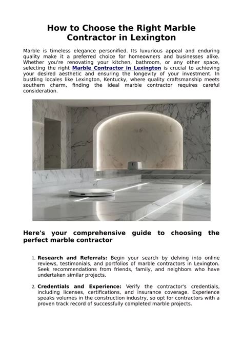 Ppt How To Choose The Right Marble Contractor In Lexington Powerpoint