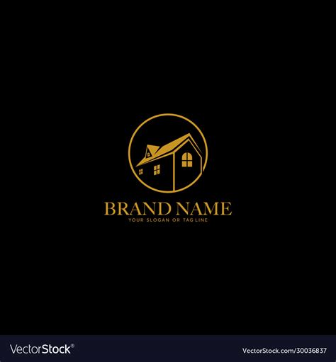 House design logo gold color Royalty Free Vector Image