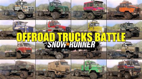 All OFF-ROAD Trucks Battle | SnowRunner Trucks Comparison - Truck vs Truck - YouTube