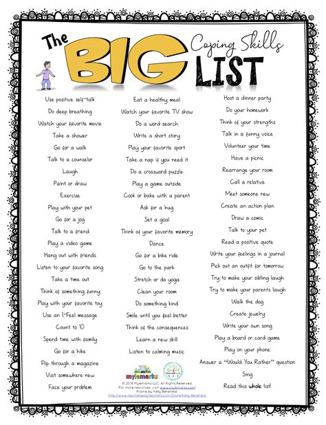 Printable List Of Coping Skills For Adults Coping Skills Worksheets