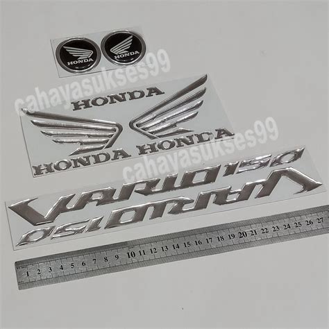 Sticker Timbul Vario Silver Chrome Stiker Sayap Honda Emblem Motor