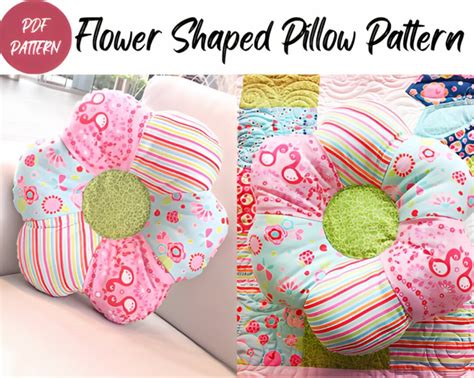 Flower Shaped Pillow Pdf Pattern Diy Floral Cushion Sewing Etsy