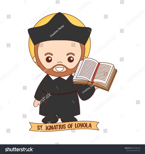 Vektor Stok Saint Ignatius Loyola Cartoon Isolated Over Tanpa Royalti