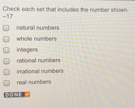 Solved Check Each Set That Includes The Number Shown 17 Natural Numbers Whole Numbers