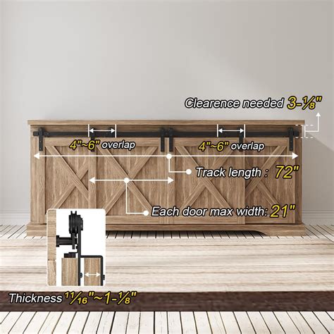 FREDBECK 6 FT Mini Cabinet Bypass Barn Door Hardware Kit Single Track