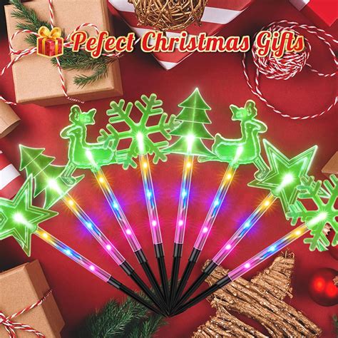 8 Pack Solar 32led Christmas Pathway Lights Outdoor Waterproof Solar Powered Stake Lights