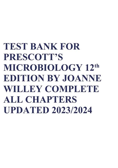 Test Bank For Prescotts Microbiology Th Edition By Joanne Willey