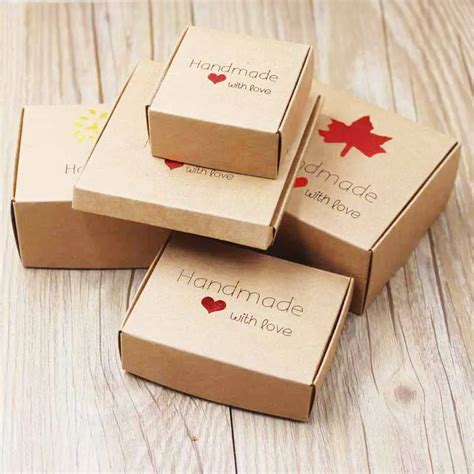 Pcs Small Kraft Paper Gift Packaging Box Kraft Cardboard Handmade