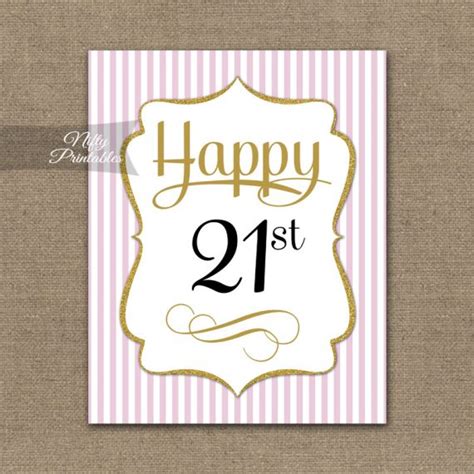 21st Birthday Sign - Pink Gold - Nifty Printables