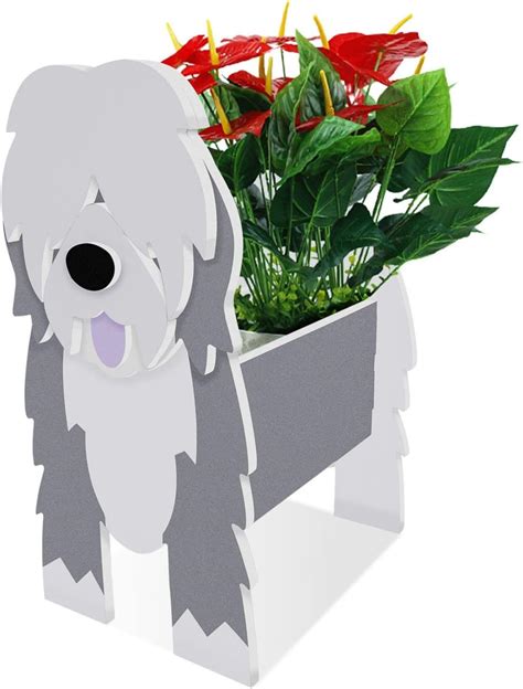 Ttiiloe Cute Dog Planter English Sheepdog Plant Pots Pvc