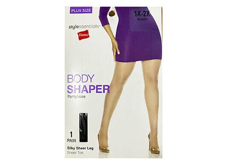 Hanes Style Essentials Body Shaper Pantyhose 1x 2x Black