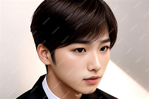 Premium Ai Image Young Asian Beauty Office Boy Brown Hair With Korean