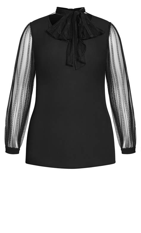 Evans Black Sheer Sleeve Blouse Evans