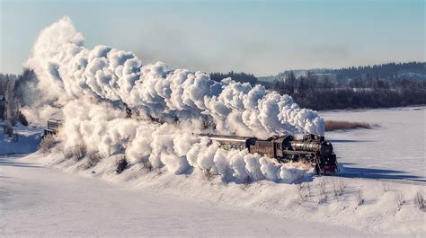 Wallpaper Train Steam Locomotive Snow Winter Nature Sky