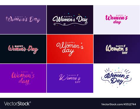 Set Of Happy Womans Day Handwritten Lettering Vector Image