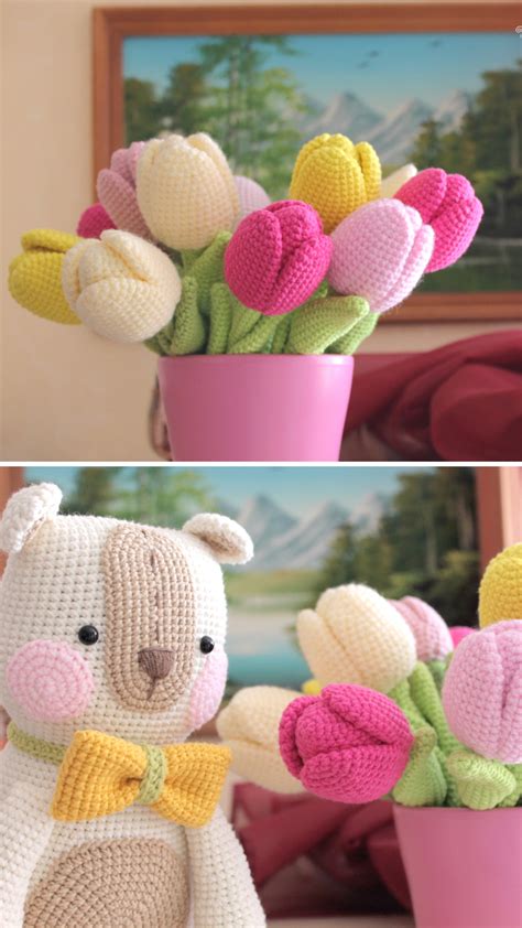 Crochet Tulip Amigurumi Flower Easy Diy Crafts Fun Crochet Projects