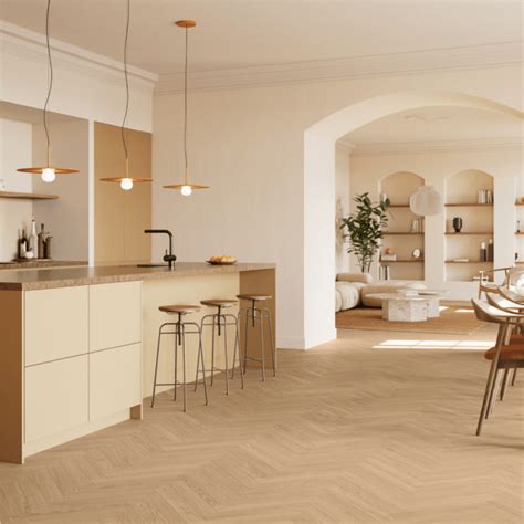 Pale Oak Parquet Herringbone 8mm Laminate Flooring DFD