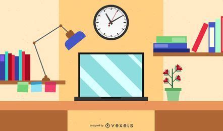 Workspace Cartoon Computer Desk Vector Download