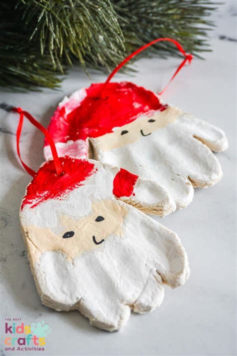 Salt Dough Handprint Santa Ornaments