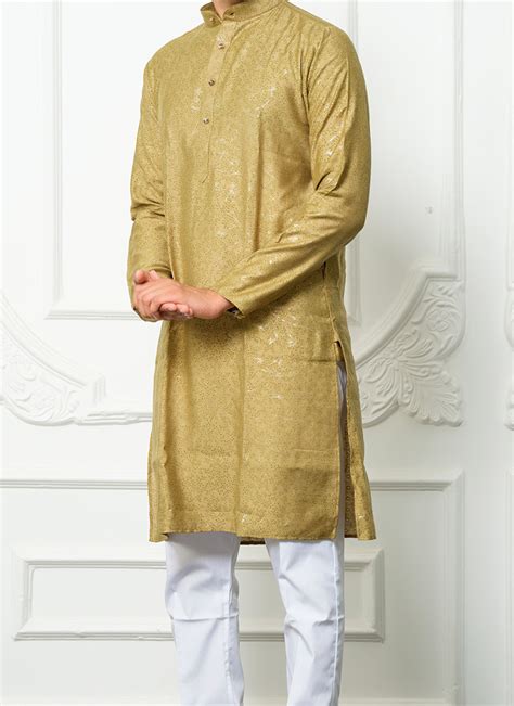 Buy Indian Ethnic Clothing Pongal Mustard Men Kurta Pyjamas