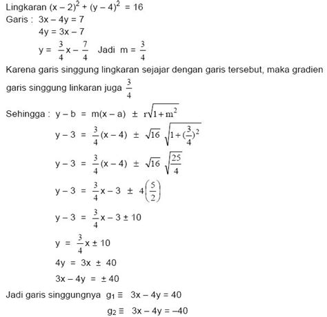 Persamaan Garis Singgung Lingkaran Materi Lengkap Matematika