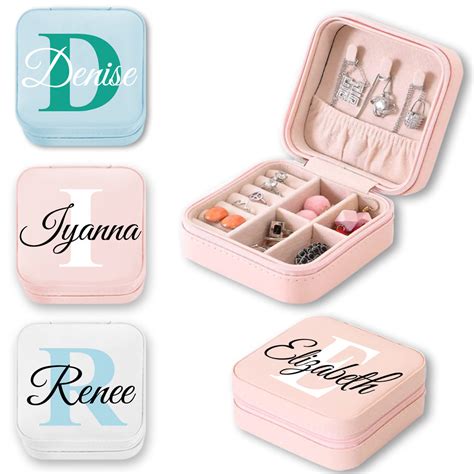 Custom Jewelry Box With Name And Initial Portable Jewelry Box Vegan