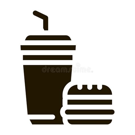 Food Burger And Drink Cup Icon Vector Glyph Illustration Stock