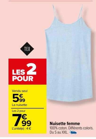 Promo Nuisette Femme Tex Chez Carrefour Market Icatalogue Fr