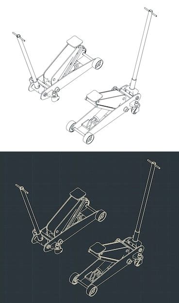 Premium Vector Hydraulic Car Jack Isometric Drawings