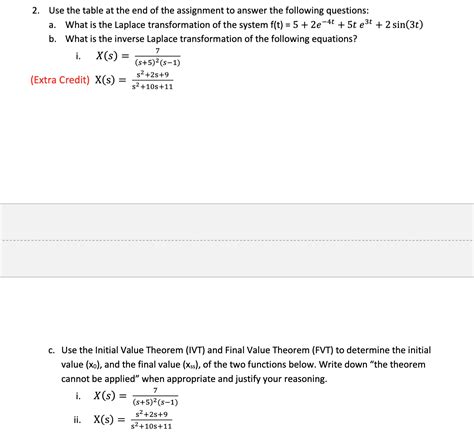 Solved c. ﻿Use the Initial Value Theorem (IVT) ﻿and Final | Chegg.com