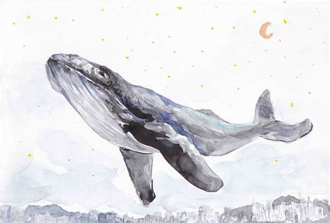 Arte de la ballena acuarela arte acuarela impresión ballena Etsy