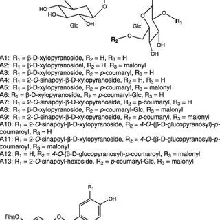 Structures Of Anthocyanins And Flavonol Glycosides Identified And