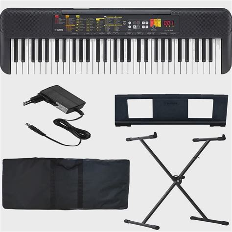 Kit Teclado Musical Yamaha Arranjador Psr F Preto Estudante Iniciante