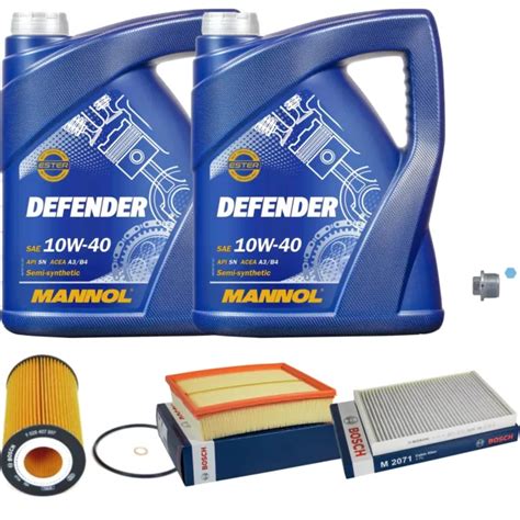 BOSCH INSPECTION SET 10L Mannol Defender 10W 40 Pour Audi Allroad 4 2