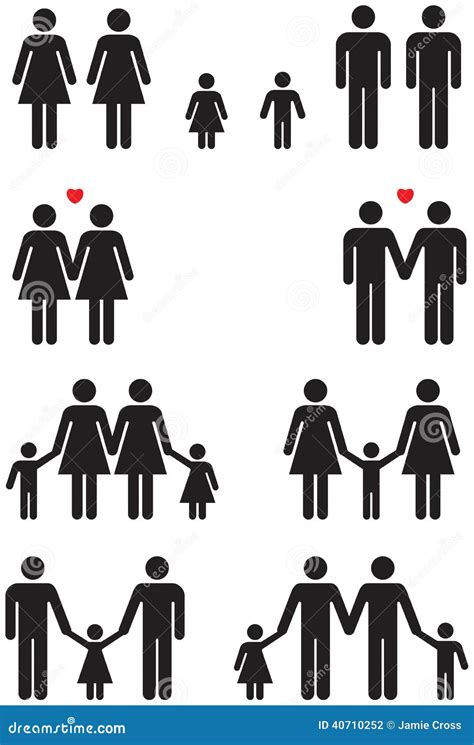 Le Stesse Icone Della Famiglia Del Sesso Matrimonio Gay Illustrazione Vettoriale