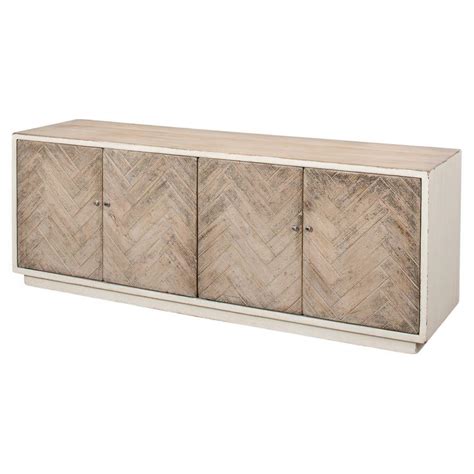 White Rustic Chevron Modern Media Cabinet For Sale At Stdibs