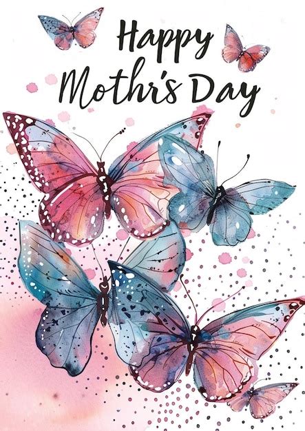 Premium Photo Happy Mothers Day Card With Butterfly