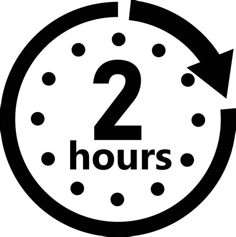 Two Hour Arrow Icon On White Background 2 Hours Sign Timer Symbol