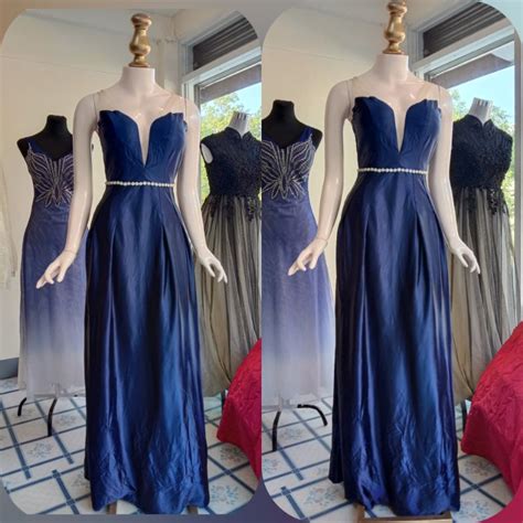 Elegant Navy Blue Long Gown Shopee Philippines